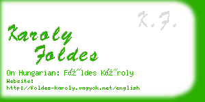 karoly foldes business card